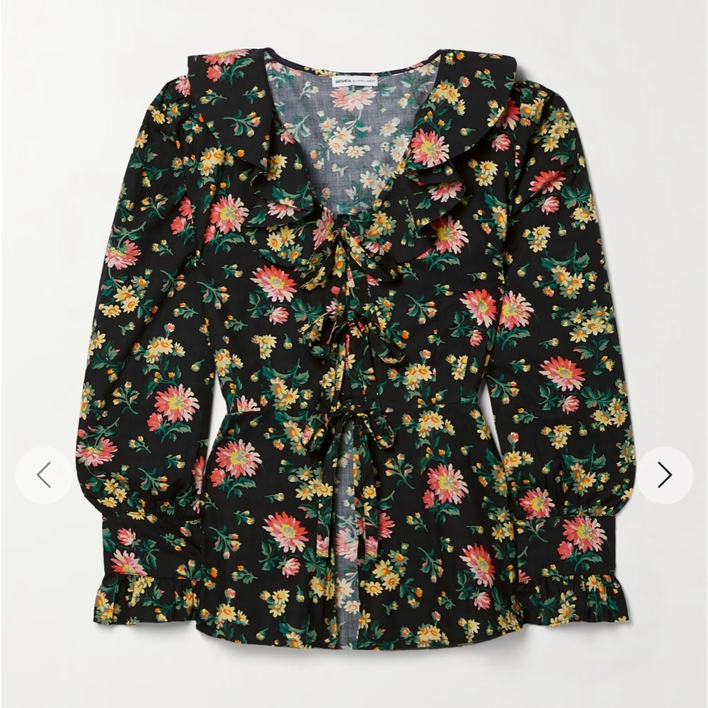 BATSHEVA + Laura Ashley Nia ruffled floral-print cotton-poplin top